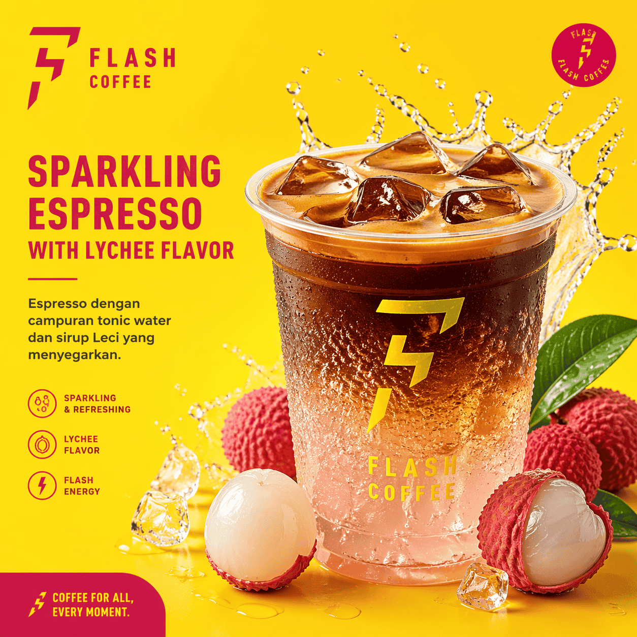 Sparkling Espresso with Lychee Flavor Flash Coffee